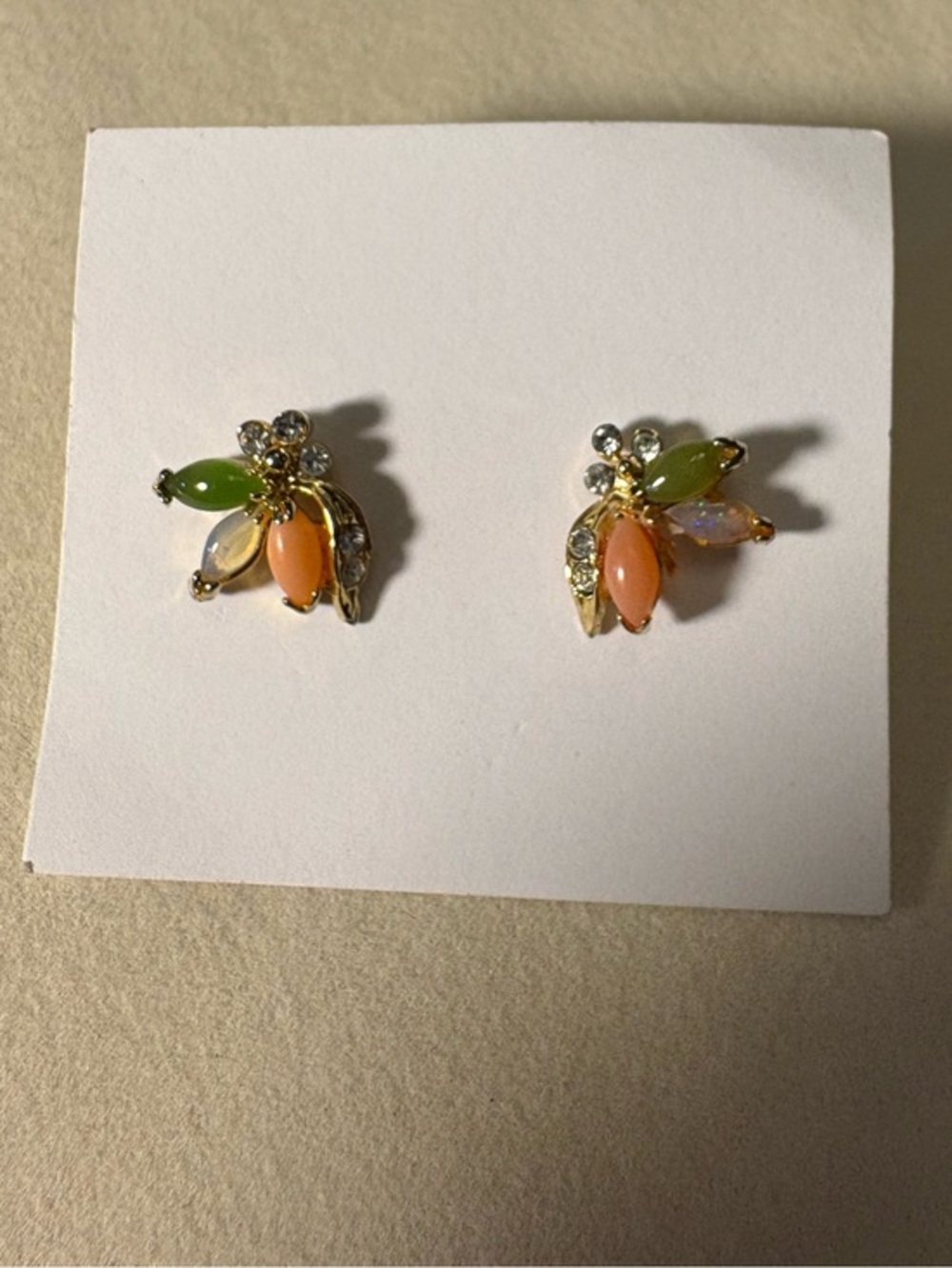 Gold Plated Multi-Stone Floral Stud Earrings